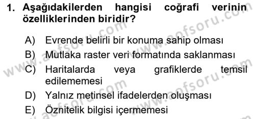 Konumsal Veritabanı 2 Dersi 2024 - 2025 Yılı Yaz Okulu Sınav Soruları 1. Soru