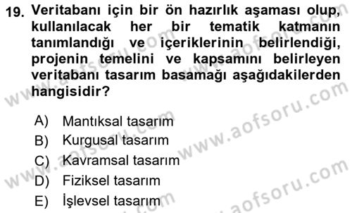 Konumsal Veritabanı 2 Dersi 2024 - 2025 Yılı Yaz Okulu Sınav Soruları 19. Soru