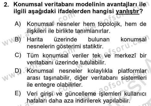Konumsal Veritabanı 2 Dersi 2024 - 2025 Yılı Yaz Okulu Sınav Soruları 2. Soru