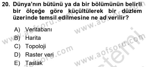 Konumsal Veritabanı 2 Dersi 2024 - 2025 Yılı Yaz Okulu Sınav Soruları 20. Soru