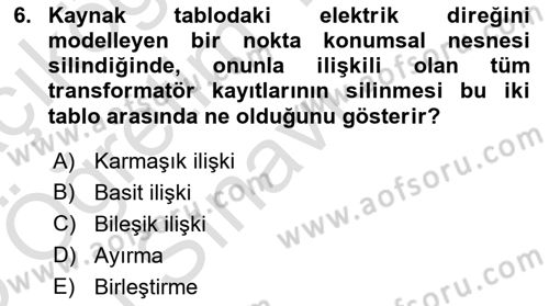 Konumsal Veritabanı 2 Dersi 2024 - 2025 Yılı Yaz Okulu Sınav Soruları 6. Soru