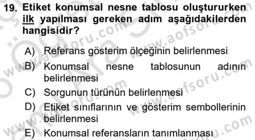 Konumsal Veritabanı 2 Dersi 2025 - 2026 Yılı (Vize) Ara Sınav Soruları 19. Soru