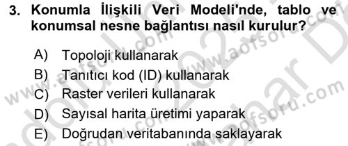 Konumsal Veritabanı 2 Dersi 2025 - 2026 Yılı (Vize) Ara Sınav Soruları 3. Soru