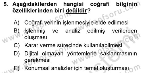 Konumsal Veritabanı 2 Dersi 2025 - 2026 Yılı (Vize) Ara Sınav Soruları 5. Soru