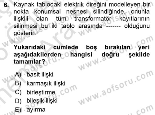 Konumsal Veritabanı 2 Dersi 2025 - 2026 Yılı (Vize) Ara Sınav Soruları 6. Soru