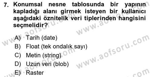 Konumsal Veritabanı 2 Dersi 2025 - 2026 Yılı (Vize) Ara Sınav Soruları 7. Soru