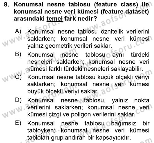 Konumsal Veritabanı 2 Dersi 2025 - 2026 Yılı (Vize) Ara Sınav Soruları 8. Soru