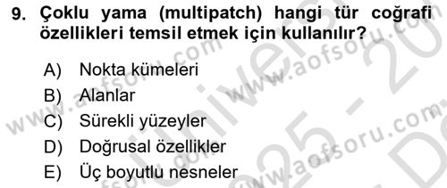 Konumsal Veritabanı 2 Dersi 2025 - 2026 Yılı (Vize) Ara Sınav Soruları 9. Soru