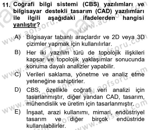 Konumsal Veritabanı 2 Dersi 2025 - 2026 Yılı (Final) Dönem Sonu Sınav Soruları 11. Soru