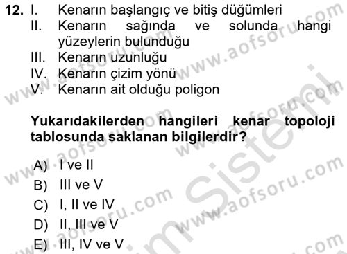 Konumsal Veritabanı 2 Dersi 2025 - 2026 Yılı (Final) Dönem Sonu Sınav Soruları 12. Soru