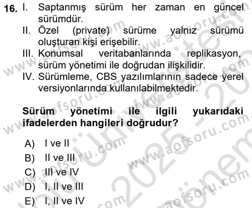 Konumsal Veritabanı 2 Dersi 2025 - 2026 Yılı (Final) Dönem Sonu Sınav Soruları 16. Soru
