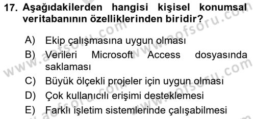 Konumsal Veritabanı 2 Dersi 2025 - 2026 Yılı (Final) Dönem Sonu Sınav Soruları 17. Soru