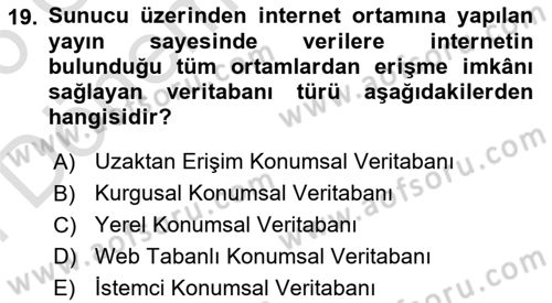 Konumsal Veritabanı 2 Dersi 2025 - 2026 Yılı (Final) Dönem Sonu Sınav Soruları 19. Soru