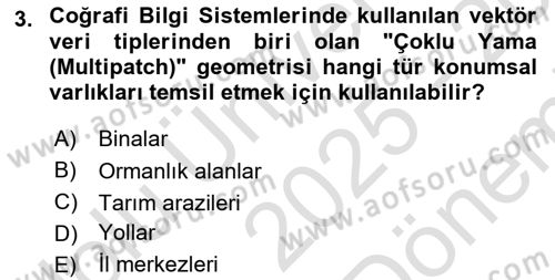 Konumsal Veritabanı 2 Dersi 2025 - 2026 Yılı (Final) Dönem Sonu Sınav Soruları 3. Soru