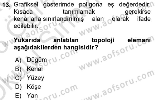 Konumsal Veritabanı 2 Dersi 2025 - 2026 Yılı Yaz Okulu Sınav Soruları 13. Soru