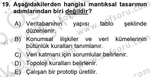 Konumsal Veritabanı 2 Dersi 2025 - 2026 Yılı Yaz Okulu Sınav Soruları 19. Soru