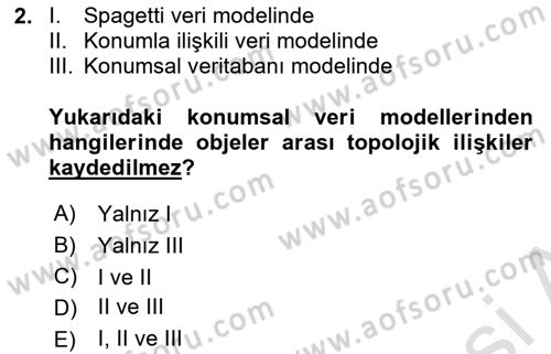 Konumsal Veritabanı 2 Dersi 2025 - 2026 Yılı Yaz Okulu Sınav Soruları 2. Soru