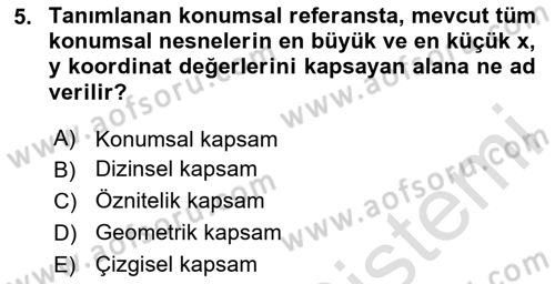 Konumsal Veritabanı 2 Dersi 2025 - 2026 Yılı Yaz Okulu Sınav Soruları 5. Soru