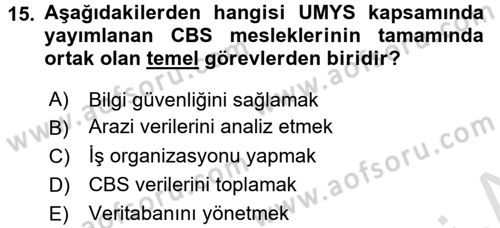 CBS Standartları ve Temel Mevzuat Dersi 2016 - 2017 Yılı (Final) Dönem Sonu Sınav Soruları 15. Soru