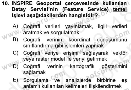 CBS Standartları ve Temel Mevzuat Dersi 2017 - 2018 Yılı (Final) Dönem Sonu Sınav Soruları 10. Soru