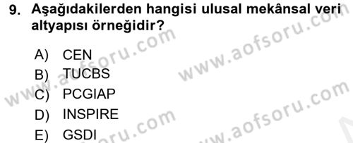 CBS Standartları ve Temel Mevzuat Dersi 2017 - 2018 Yılı (Final) Dönem Sonu Sınav Soruları 9. Soru