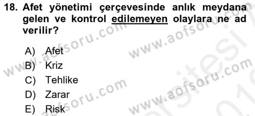 CBS Standartları ve Temel Mevzuat Dersi 2018 - 2019 Yılı (Vize) Ara Sınav Soruları 18. Soru