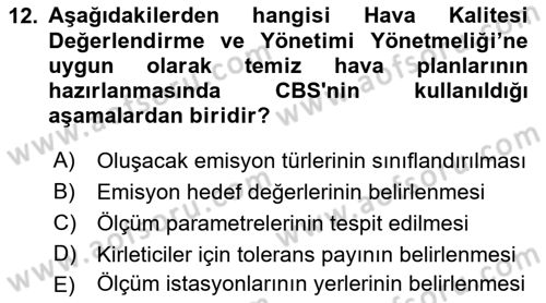 CBS Standartları ve Temel Mevzuat Dersi 2018 - 2019 Yılı (Final) Dönem Sonu Sınav Soruları 12. Soru