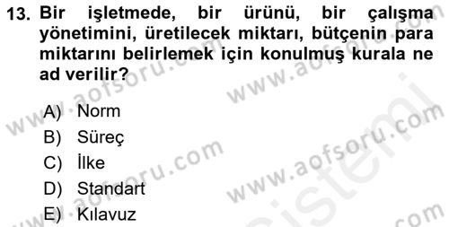 CBS Standartları ve Temel Mevzuat Dersi 2018 - 2019 Yılı (Final) Dönem Sonu Sınav Soruları 13. Soru