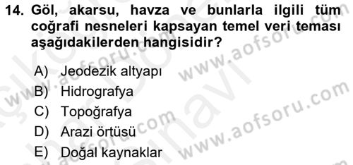CBS Standartları ve Temel Mevzuat Dersi 2018 - 2019 Yılı (Final) Dönem Sonu Sınav Soruları 14. Soru