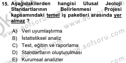 CBS Standartları ve Temel Mevzuat Dersi 2018 - 2019 Yılı Yaz Okulu Sınav Soruları 15. Soru