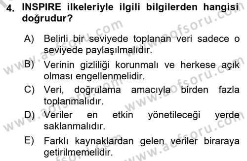 CBS Standartları ve Temel Mevzuat Dersi 2018 - 2019 Yılı Yaz Okulu Sınav Soruları 4. Soru