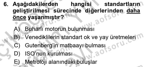 CBS Standartları ve Temel Mevzuat Dersi 2018 - 2019 Yılı Yaz Okulu Sınav Soruları 6. Soru