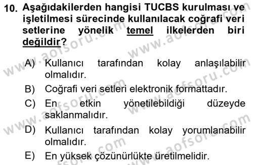 CBS Standartları ve Temel Mevzuat Dersi 2020 - 2021 Yılı Yaz Okulu Sınav Soruları 10. Soru