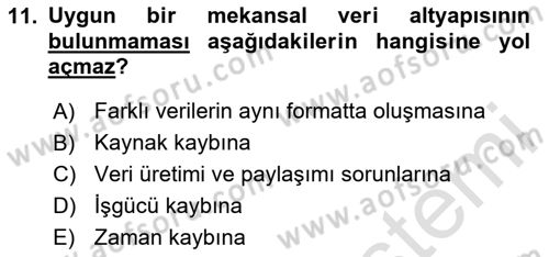 CBS Standartları ve Temel Mevzuat Dersi 2020 - 2021 Yılı Yaz Okulu Sınav Soruları 11. Soru
