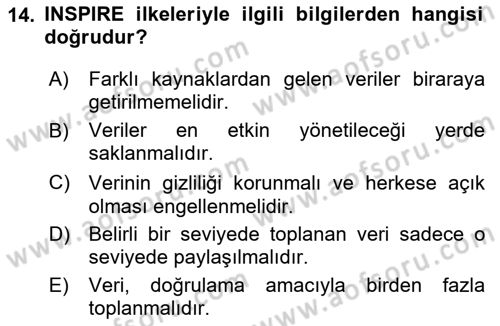 CBS Standartları ve Temel Mevzuat Dersi 2020 - 2021 Yılı Yaz Okulu Sınav Soruları 14. Soru