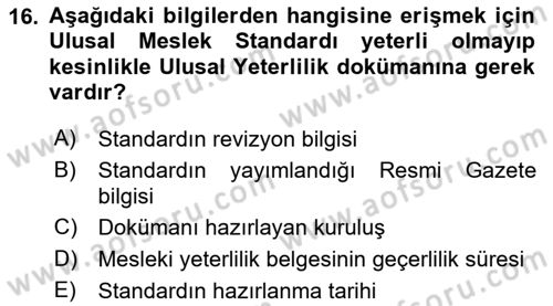 CBS Standartları ve Temel Mevzuat Dersi 2020 - 2021 Yılı Yaz Okulu Sınav Soruları 16. Soru
