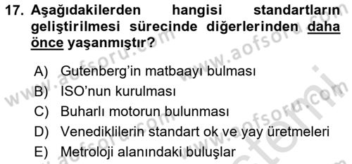 CBS Standartları ve Temel Mevzuat Dersi 2020 - 2021 Yılı Yaz Okulu Sınav Soruları 17. Soru