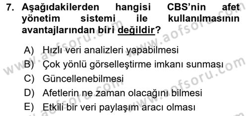 CBS Standartları ve Temel Mevzuat Dersi 2020 - 2021 Yılı Yaz Okulu Sınav Soruları 7. Soru