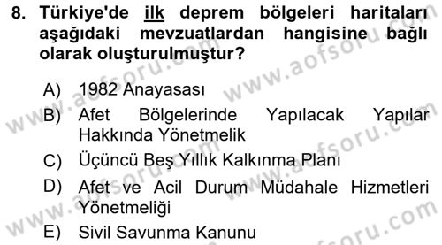 CBS Standartları ve Temel Mevzuat Dersi 2020 - 2021 Yılı Yaz Okulu Sınav Soruları 8. Soru