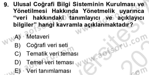 CBS Standartları ve Temel Mevzuat Dersi 2020 - 2021 Yılı Yaz Okulu Sınav Soruları 9. Soru
