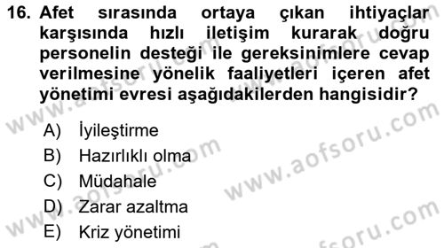 CBS Standartları ve Temel Mevzuat Dersi 2021 - 2022 Yılı (Vize) Ara Sınav Soruları 16. Soru