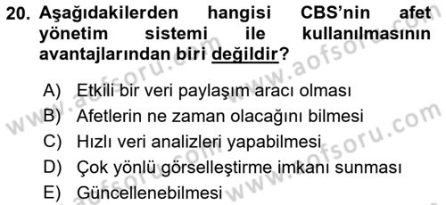 CBS Standartları ve Temel Mevzuat Dersi 2021 - 2022 Yılı (Vize) Ara Sınav Soruları 20. Soru