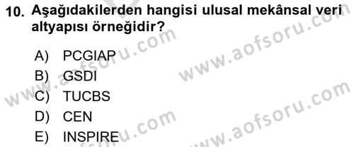 CBS Standartları ve Temel Mevzuat Dersi 2021 - 2022 Yılı (Final) Dönem Sonu Sınav Soruları 10. Soru