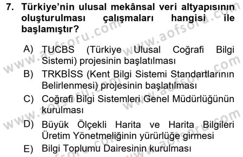 CBS Standartları ve Temel Mevzuat Dersi 2021 - 2022 Yılı (Final) Dönem Sonu Sınav Soruları 7. Soru
