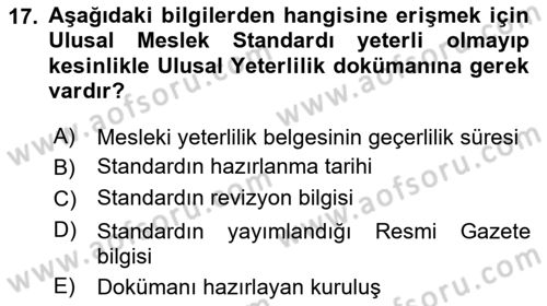 CBS Standartları ve Temel Mevzuat Dersi 2021 - 2022 Yılı Yaz Okulu Sınav Soruları 17. Soru