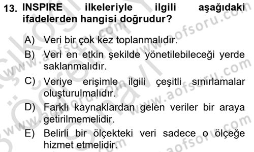 CBS Standartları ve Temel Mevzuat Dersi 2022 - 2023 Yılı Yaz Okulu Sınav Soruları 13. Soru