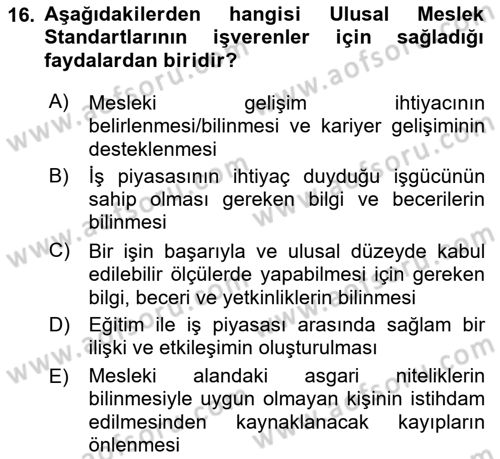 CBS Standartları ve Temel Mevzuat Dersi 2022 - 2023 Yılı Yaz Okulu Sınav Soruları 16. Soru