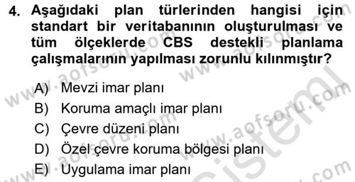 CBS Standartları ve Temel Mevzuat Dersi 2022 - 2023 Yılı Yaz Okulu Sınav Soruları 4. Soru