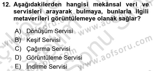 CBS Standartları ve Temel Mevzuat Dersi 2023 - 2024 Yılı (Final) Dönem Sonu Sınav Soruları 12. Soru