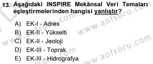 CBS Standartları ve Temel Mevzuat Dersi 2023 - 2024 Yılı (Final) Dönem Sonu Sınav Soruları 13. Soru